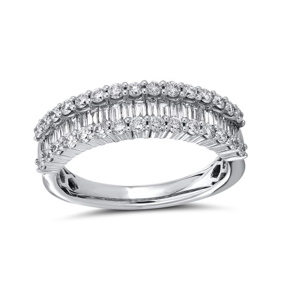 14Kt White Gold Baguette and Round Diamond Band  Lennon's W.B. Wilcox Jewelers New Hartford, NY