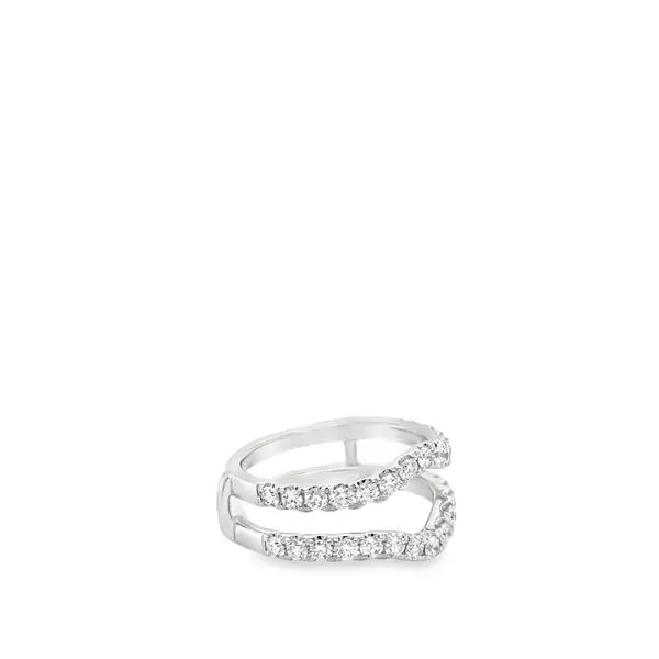 14KT WHITE GOLD CURVED INSERT WEDDING BAND CONTAINING ROUND PRONG SET DIAMONDS 1.00CTTW Image 2 Lennon's W.B. Wilcox Jewelers New Hartford, NY