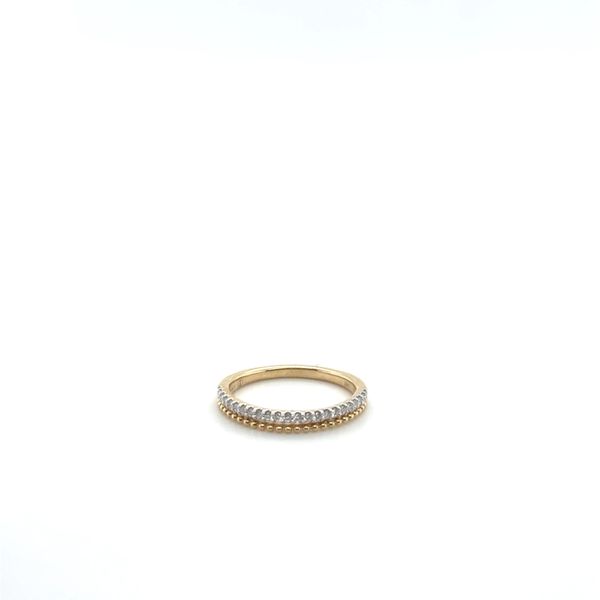 14KT YG STACKABLE BAND CONTAINING ONE ROW OF ROUND DIAMONDS .16CTTW AND ONE ROW WITH BEAD DESIGN Lennon's W.B. Wilcox Jewelers New Hartford, NY
