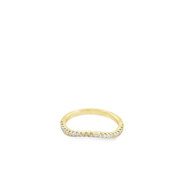 14KT YG VURVED WEDDING BAND CONTAINING 21 ROUND DIAMONDS .25CTTW Lennon's W.B. Wilcox Jewelers New Hartford, NY
