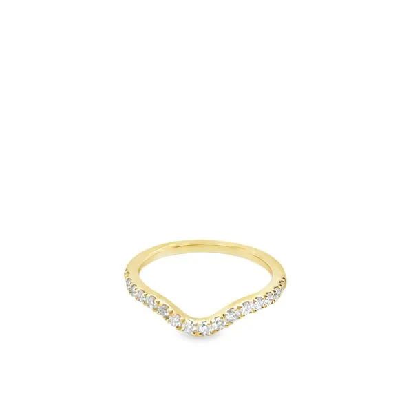 14KT YG CRUVED WEDDING BAND CONTAINING 16 ROUND DIAMONDS .34CTTW Lennon's W.B. Wilcox Jewelers New Hartford, NY