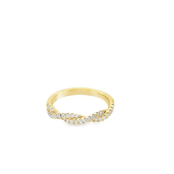 14KT YG BRAIDED WEDDING BAND CONTAINING ROUND DIAMONDS .30CTTW Lennon's W.B. Wilcox Jewelers New Hartford, NY