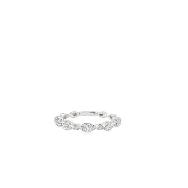 18KT WG BAND ALTERNATING ROUND DIAMONDS AND PEAR DIAMONDS .84CTTW Lennon's W.B. Wilcox Jewelers New Hartford, NY