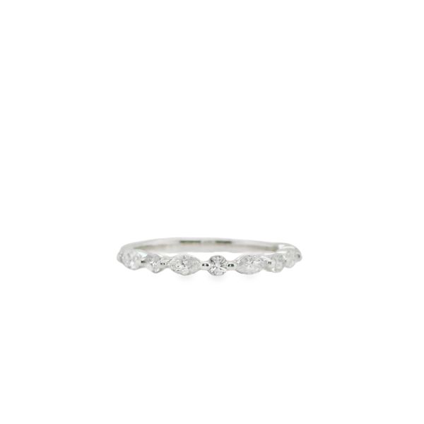 14K WG ALTERNATING ROUND AND MARQUISE DIAMOND SINGLE PRONG WED BAND .52TW G VS2 Image 2 Lennon's W.B. Wilcox Jewelers New Hartford, NY
