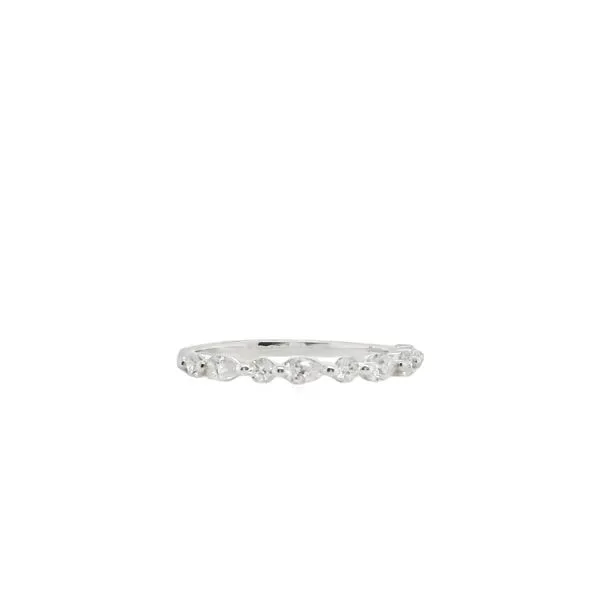 14K WG ALTERNATING ROUND AND PEAR SHAPED SINGLE PRONG DIAMOND WED BAND .40 G VS2 Lennon's W.B. Wilcox Jewelers New Hartford, NY