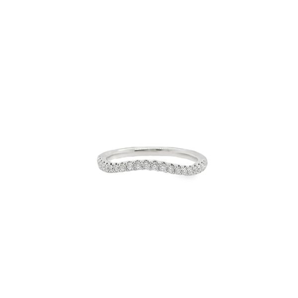 14KT WG CURVED DIAMOND WEDDING BAND CONTAINING ROUND SHARED PRONG DIAMONDS .20CTTW G VS2 Lennon's W.B. Wilcox Jewelers New Hartford, NY