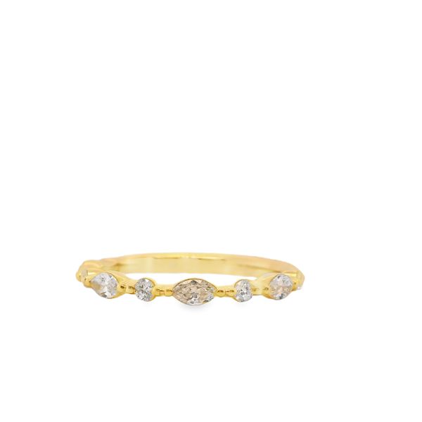 Yellow 14 Karat Wedding Band Size 6.5 With 10 0.45Tw Various Shapes Diamonds Lennon's W.B. Wilcox Jewelers New Hartford, NY