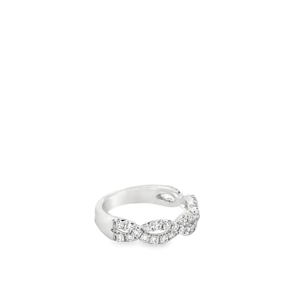 14KT WG OPEN TWIST WEDDING BAND CONTAINING ROUND DIAMONDS .80CTTW  G/VS2 Image 2 Lennon's W.B. Wilcox Jewelers New Hartford, NY