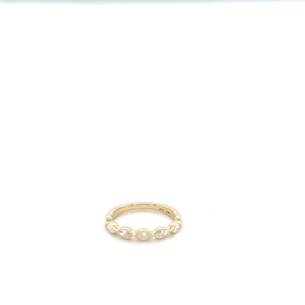 14KT YG WEDDING BAND CONTAINING 7 BEZEL SET MARQUISE DIAMONDS .60 CTTW G/ VS2 Lennon's W.B. Wilcox Jewelers New Hartford, NY