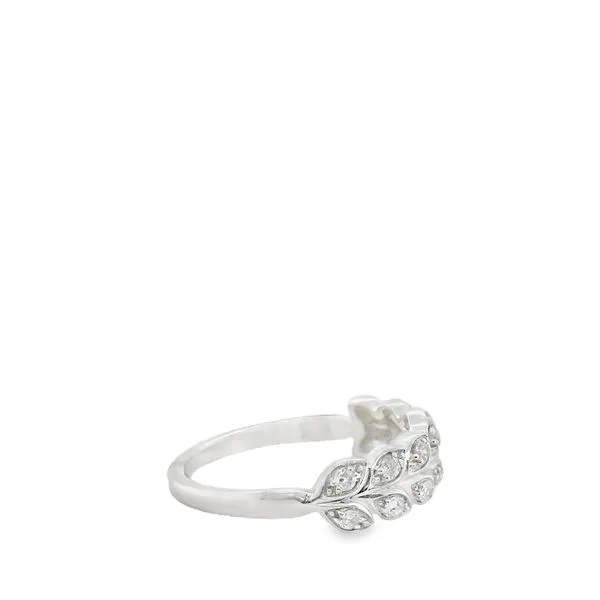 14KT WG TWO ROW LEAF DESIGN RING WITH ONE ROUND DIAMOND IN EACH .25CTTW Image 2 Lennon's W.B. Wilcox Jewelers New Hartford, NY