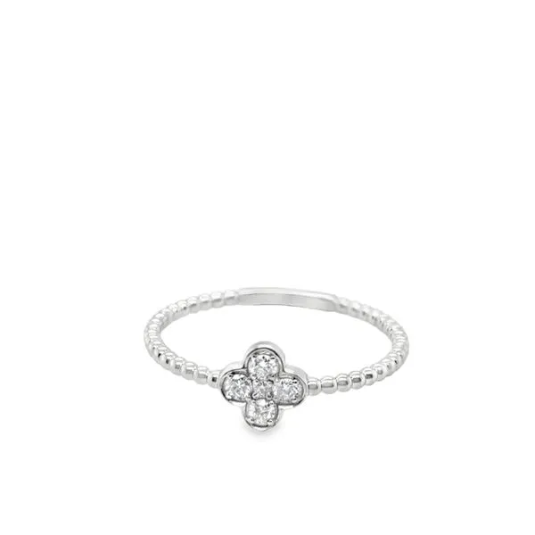 14KT WG CLOVER RING CONTAINING 5 ROUND DIAMONDS .12CTTW Lennon's W.B. Wilcox Jewelers New Hartford, NY