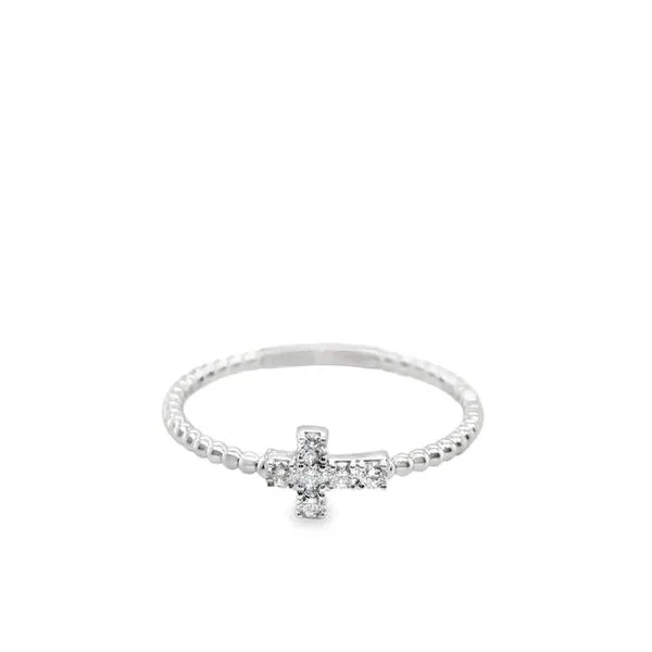 14KT WG CROSS RING CONTAINING 6 ROUND DIAMONDS .12CTTW Lennon's W.B. Wilcox Jewelers New Hartford, NY