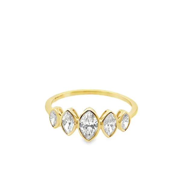 14KT YG RING CONTAINING 5 MARQ. DIAMONDS .80CTTW Lennon's W.B. Wilcox Jewelers New Hartford, NY