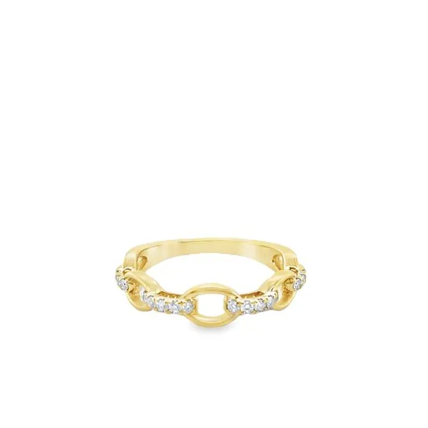 10KT YELLOW GOLD FASHION LINK RING WITH ALTERNATING POLISHED GOLD LINKS AND DIAMOND LINKS TOTALING .20CT Lennon's W.B. Wilcox Jewelers New Hartford, NY
