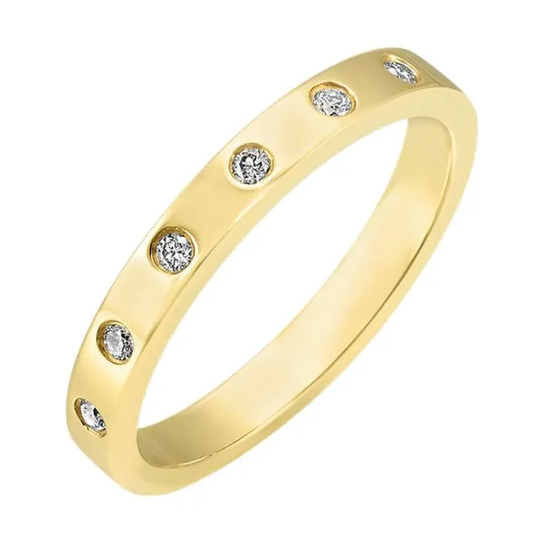 14KY FLAT BAND WITH SEVEN ROUND DIAMONDS TOTALING .10CT Lennon's W.B. Wilcox Jewelers New Hartford, NY