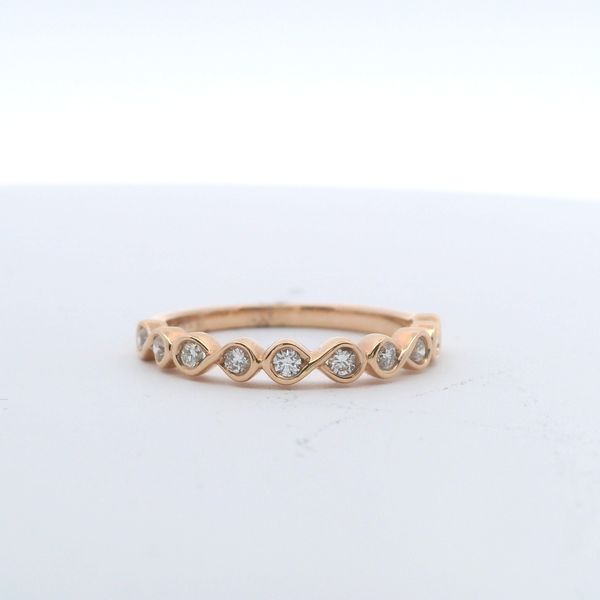 14KT R/G BEZEL SET DIAMOND BAND WITH 10 ROUND DIAMONDS =.20 CTTW G/H SI2 Lennon's W.B. Wilcox Jewelers New Hartford, NY