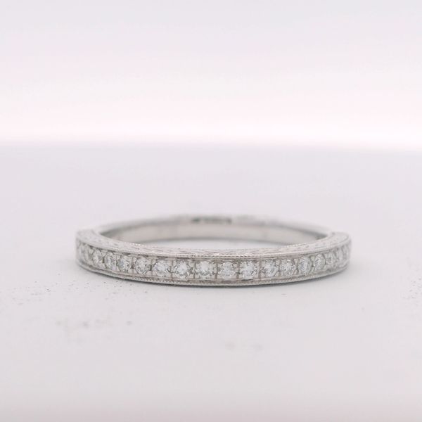 14KT W/G PRONG SET DIAMOND BAND WITH MILGRAIN EDGING WITH 20 DIAMONDS = .16CTTW G/H SI2 Lennon's W.B. Wilcox Jewelers New Hartford, NY