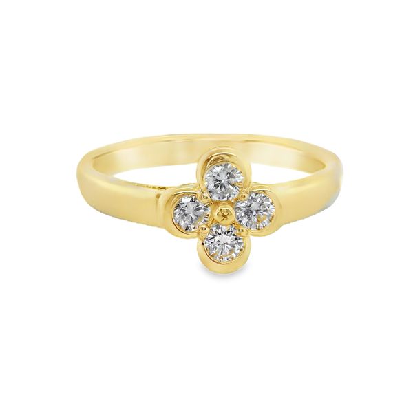 14K YG RING WITH 5 NAT. DIAMONDS IN CLOVER SHAPE = .34 CTTW Lennon's W.B. Wilcox Jewelers New Hartford, NY