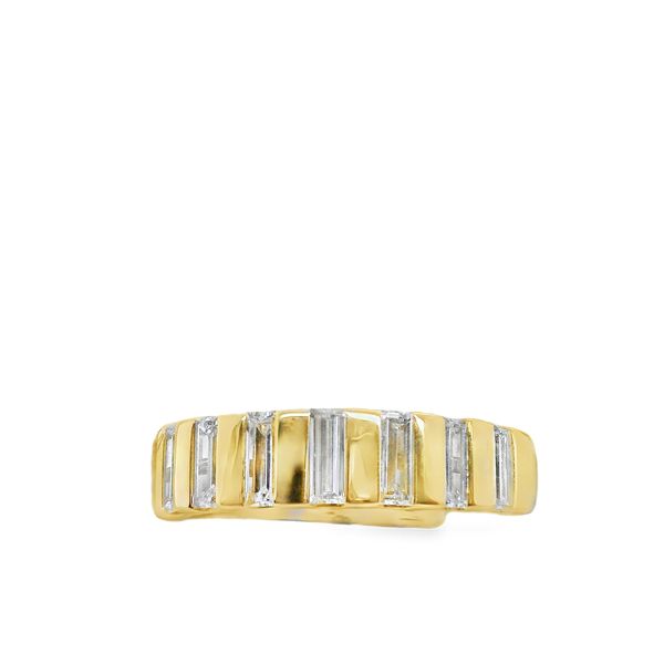14K YELLOW GOLD DIAMOND FASHION RING WITH 9 BAGUETTES 1.01TW Lennon's W.B. Wilcox Jewelers New Hartford, NY
