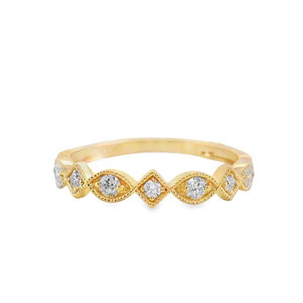 10K ROSE GOLD AND DIAMOND RING WITH ALTERNATING ROUND AND MQ SHAPED SETTINGS .20 CTTW Lennon's W.B. Wilcox Jewelers New Hartford, NY