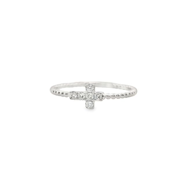 14K WG CROSS RING WITH 6- 0.10 CTTW ROUND DIAMONDS Lennon's W.B. Wilcox Jewelers New Hartford, NY