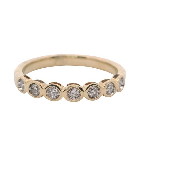 14K YG BAND WITH 7 RBC DIAMONDS SET APART IN BEZELS   .213 CTTW Lennon's W.B. Wilcox Jewelers New Hartford, NY