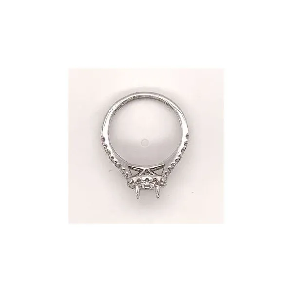 14KT WG SPLIT SHANK SEMI MOUNT RING W/ OVAL HALO CONTAINING ROUND DIAMONDS .31CTTW Image 3 Lennon's W.B. Wilcox Jewelers New Hartford, NY