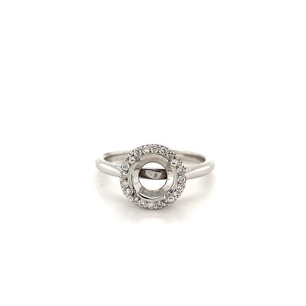 14KT WG SEMI MOUNT CONTAINING ROUND DIAMONDS .20CTTW IN A HALO AROUND A 1.62CT BUILT IN CENTER Lennon's W.B. Wilcox Jewelers New Hartford, NY