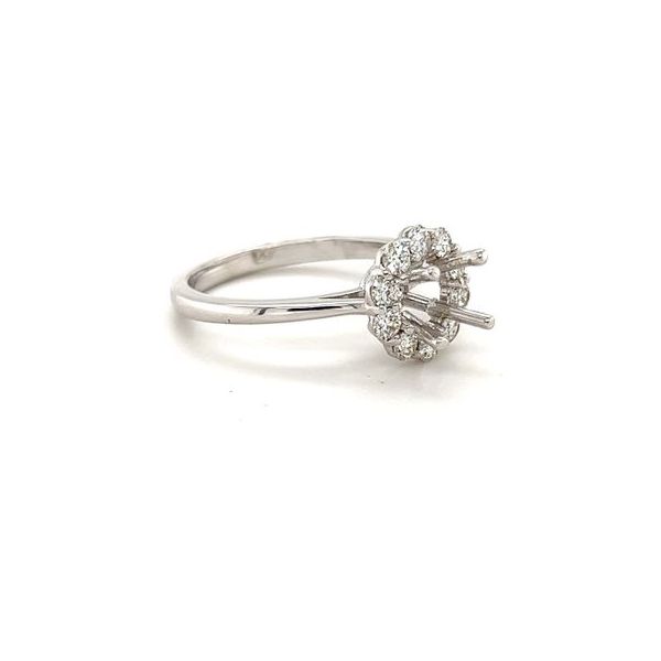 14KT WG SEMI MOUNT WITH HALO CONTAINING ROUND SHARED PRONG DIAMONDS .50CTTW Image 2 Lennon's W.B. Wilcox Jewelers New Hartford, NY