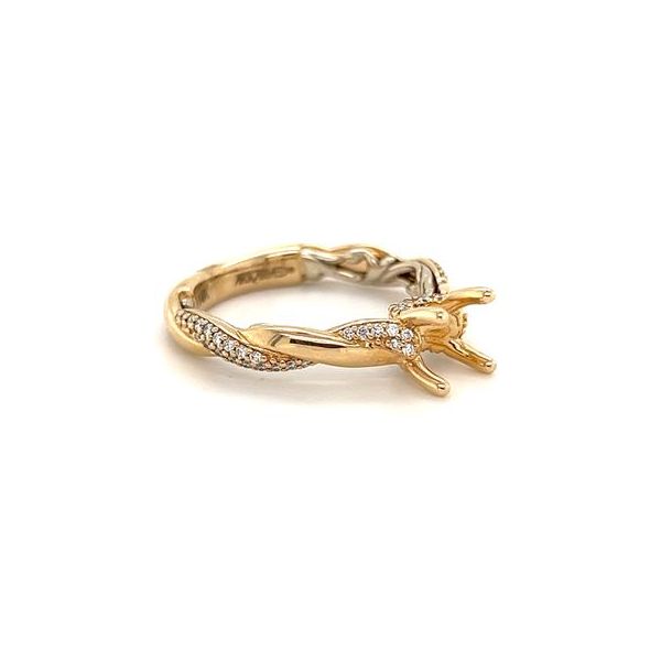 14KT YELLOW GOLD SEMI MOUNT WITH HIDDEN WHITE GOLD INTERIOR CONTAINING ROUND DIAMONDS IN A TWISTED SHANK .27CTTW Image 2 Lennon's W.B. Wilcox Jewelers New Hartford, NY
