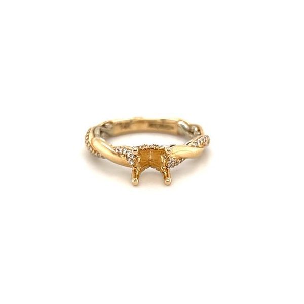 14KT YELLOW GOLD SEMI MOUNT WITH HIDDEN WHITE GOLD INTERIOR CONTAINING ROUND DIAMONDS IN A TWISTED SHANK .27CTTW Lennon's W.B. Wilcox Jewelers New Hartford, NY