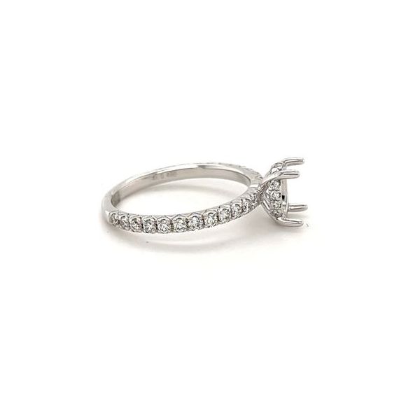 14KT WG SEMI MOUNT RING WITH OVAL HEAD CONTAINING ROUND DIAMONDS IN A HIDDEN HALO AND ROUND DIAMONDS IN SHANK .49CTTW Image 2 Lennon's W.B. Wilcox Jewelers New Hartford, NY