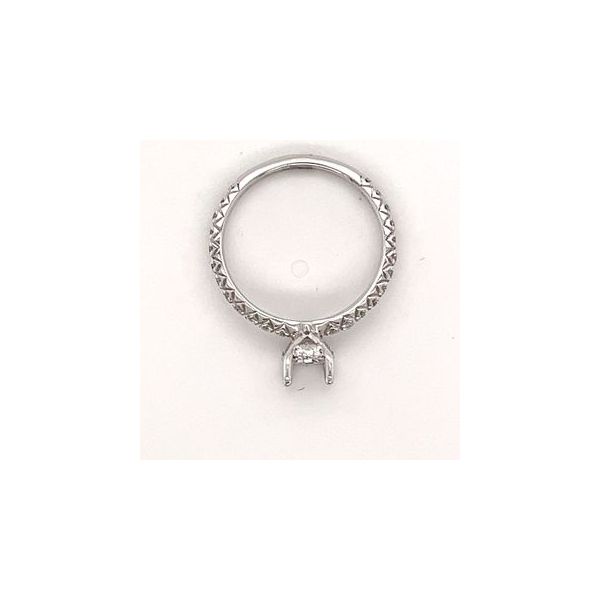 14KT WG SEMI MOUNT RING WITH OVAL HEAD CONTAINING ROUND DIAMONDS IN A HIDDEN HALO AND ROUND DIAMONDS IN SHANK .49CTTW Image 3 Lennon's W.B. Wilcox Jewelers New Hartford, NY