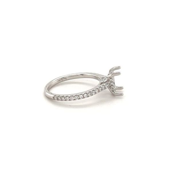 14KT WG SEMI MOUNT CONTAINING ROUND DIAMONDS IN SHANK, HIDDEN HALO AND BRIDGE .31CTTW W/ BUILT IN OVAL HEAD Image 2 Lennon's W.B. Wilcox Jewelers New Hartford, NY