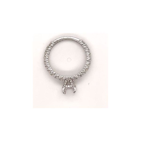 14KT WG SEMI MOUNT CONTAINING EOUND SHARED PRONG DIAMONDS IN SHANK W/ ROUND DIAMONDS IN HIDDEN HALO AND AT BASE OF PRONGS OF ROUND BUILT IN HEAD .78CTTW Image 3 Lennon's W.B. Wilcox Jewelers New Hartford, NY