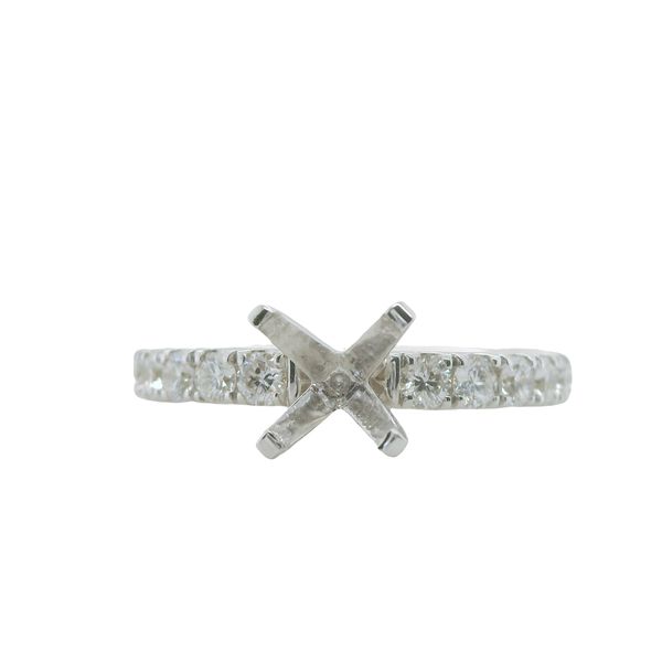 14KT WG SEMI MOUNT CONTAINING 4 PRONGS AND 18 ROUND DIAMONDS 3/4 WAY AROUND .90CTTW Lennon's W.B. Wilcox Jewelers New Hartford, NY