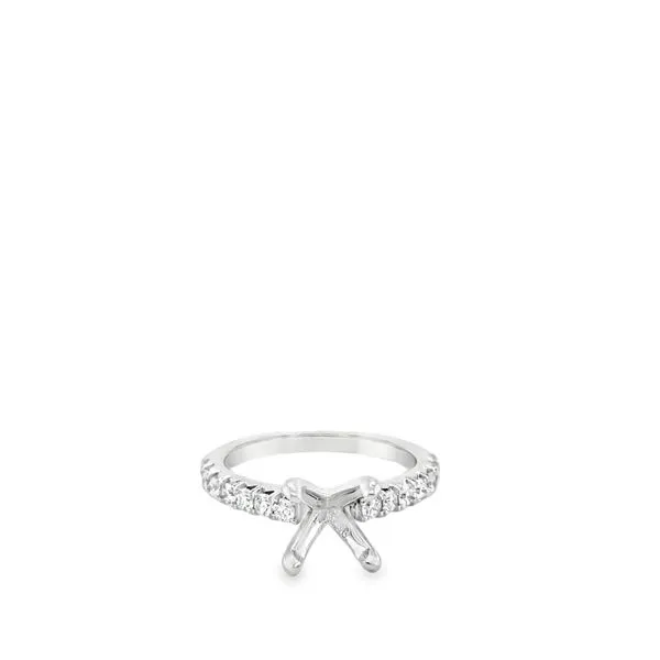 14KT WHITE GOLD FOUR PRONG ROUND DIAMOND SEMI MOUNT .50CTTW Lennon's W.B. Wilcox Jewelers New Hartford, NY