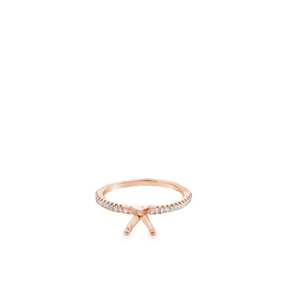 4KT ROSE GOLD SEMI MOUNT CONTAINING 13 ROUND DIAMONDS EACH SIDE OF 4 PRONG CENTER Lennon's W.B. Wilcox Jewelers New Hartford, NY