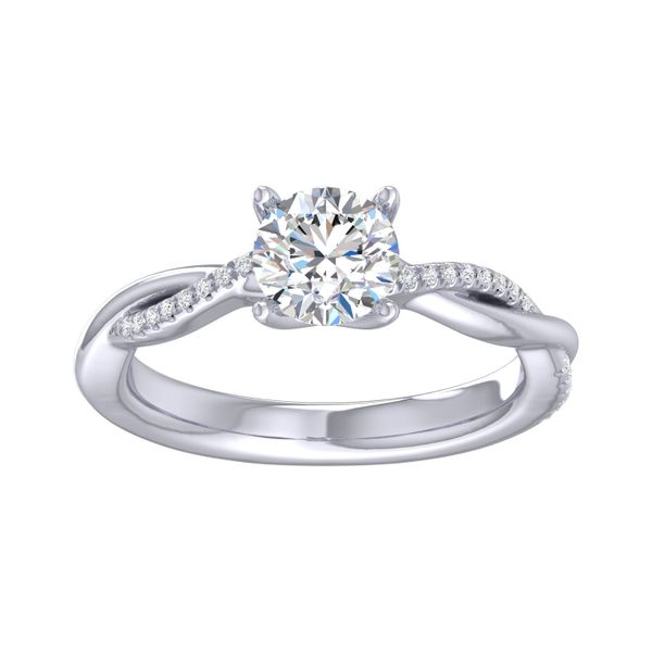 White 14 Karat Ring Size 6.5 With One 1.50Ct Round Cubic Zirconium And 30 0.12Tw Round Cubic Zirconiums Lennon's W.B. Wilcox Jewelers New Hartford, NY