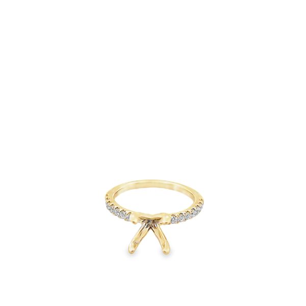 14KT YG DIAMOND 4-PRONG SEMI-MTG 8MM HEAD  WITH 16 ROUND DIAMONDS ON SHANK.35CTTW  G/VS2 Lennon's W.B. Wilcox Jewelers New Hartford, NY