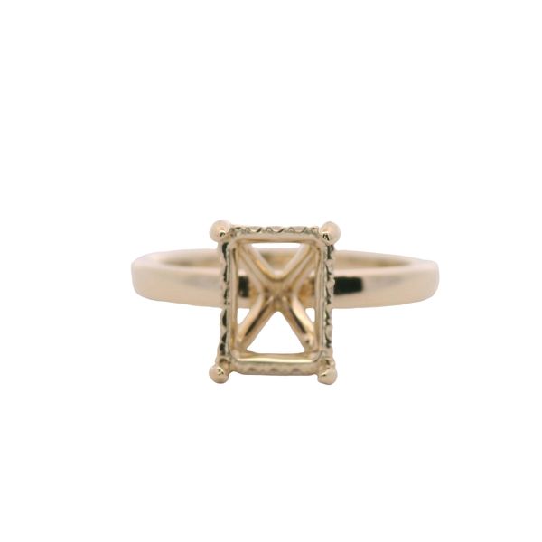 14KT YG SEMI MTG FOR 9X7 EMERALD CUT STONE WITH  NAT. DIAMOND HIDDEN HALO   .06 CTTW Lennon's W.B. Wilcox Jewelers New Hartford, NY