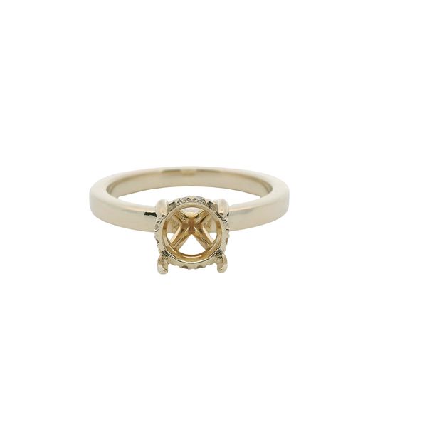 14KT YG SEMI MTG FOR 7 MM ROUND STONE WITH  NAT. DIAMOND HIDDEN HALO   .03 CTTW Lennon's W.B. Wilcox Jewelers New Hartford, NY