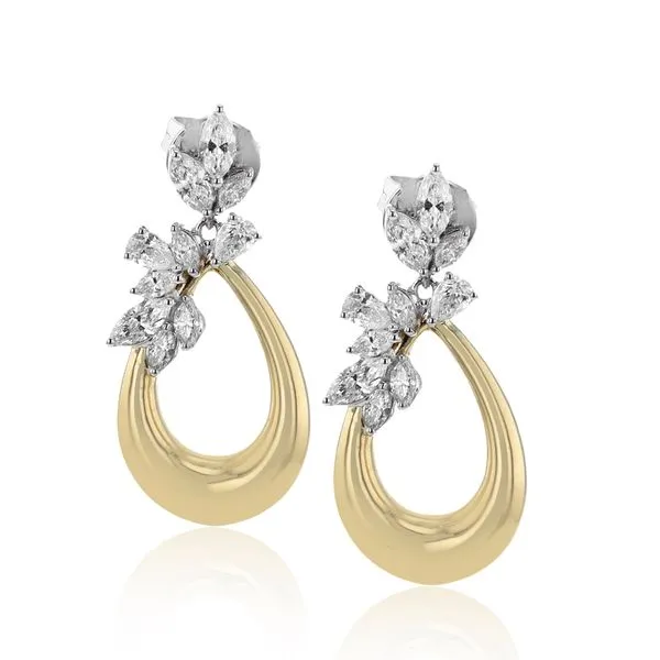 18KT Two Tone Earrings Containing Marquise and Pear Diamonds Lennon's W.B. Wilcox Jewelers New Hartford, NY