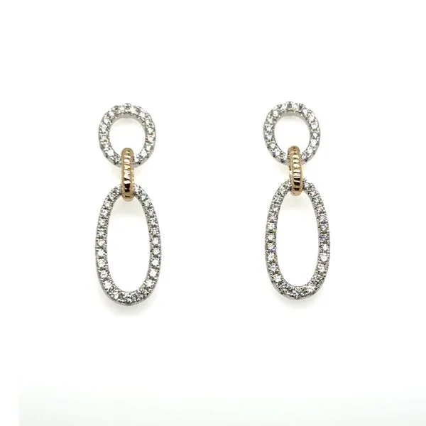 14KT TWO TONE DANGLE EARRINGS CONTAINING ROUND DIAMONDS .94 Lennon's W.B. Wilcox Jewelers New Hartford, NY