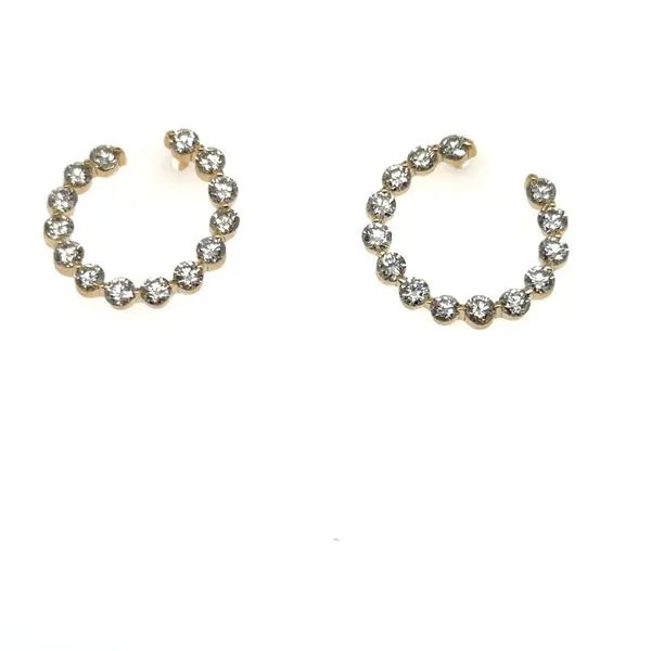 14KT YELLOW GOLD OPEN HOOPS WITH ROUND DIAMONDS 1.80CTTW Lennon's W.B. Wilcox Jewelers New Hartford, NY