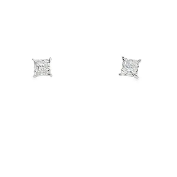 14K WG PRINCESS CUT DIAMOND STUD ILLUSION SET WITH 4 PRONGS TOTALING .50CT Lennon's W.B. Wilcox Jewelers New Hartford, NY