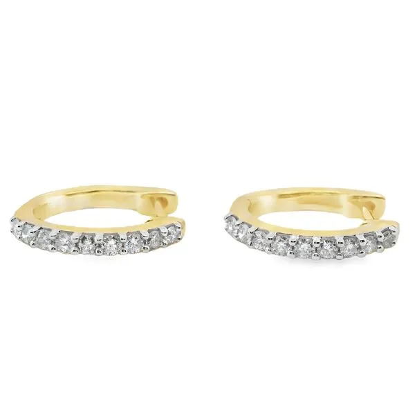 14KT YG HUGGIE HOOP EARRINGS CONTAINING ROUND DIAMONDS .33CTTW Lennon's W.B. Wilcox Jewelers New Hartford, NY