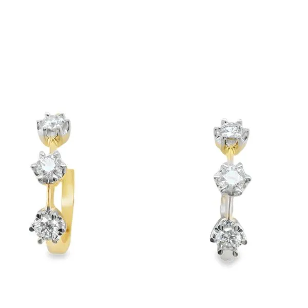 14K YG HOOPS WITH  3 DIAS ON EACH  DIAMONDS = .50 CTTW Lennon's W.B. Wilcox Jewelers New Hartford, NY