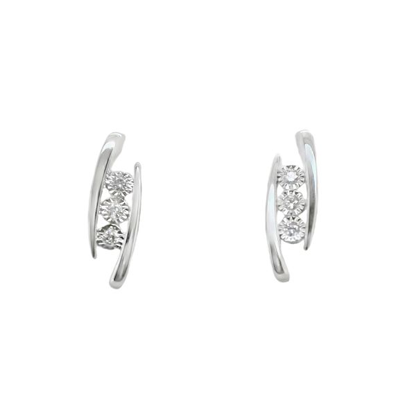14K WHITE GOLD DIAMOND 1/2 HOOP POST EARRINGS .24TW Lennon's W.B. Wilcox Jewelers New Hartford, NY