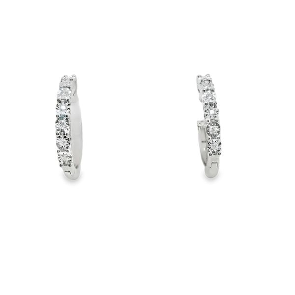 LDS 14K WHITE GOLD DIAMOND HINGED HOOP  14 DIAS= .07 CTTW Lennon's W.B. Wilcox Jewelers New Hartford, NY